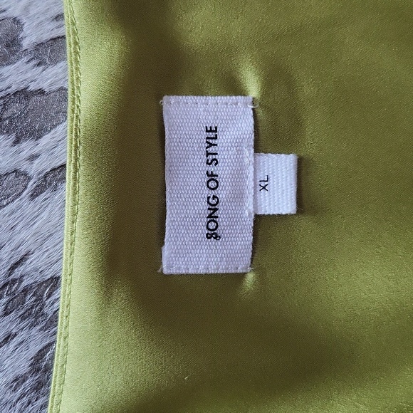 Song of Style Dala Wrap Mini Puff Sleeve Dress Chartreuse SzXL - Picture 8 of 8